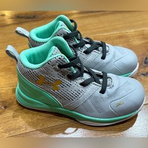 Under Armour Steph Curry Kids' Gray and Teal Sneakers